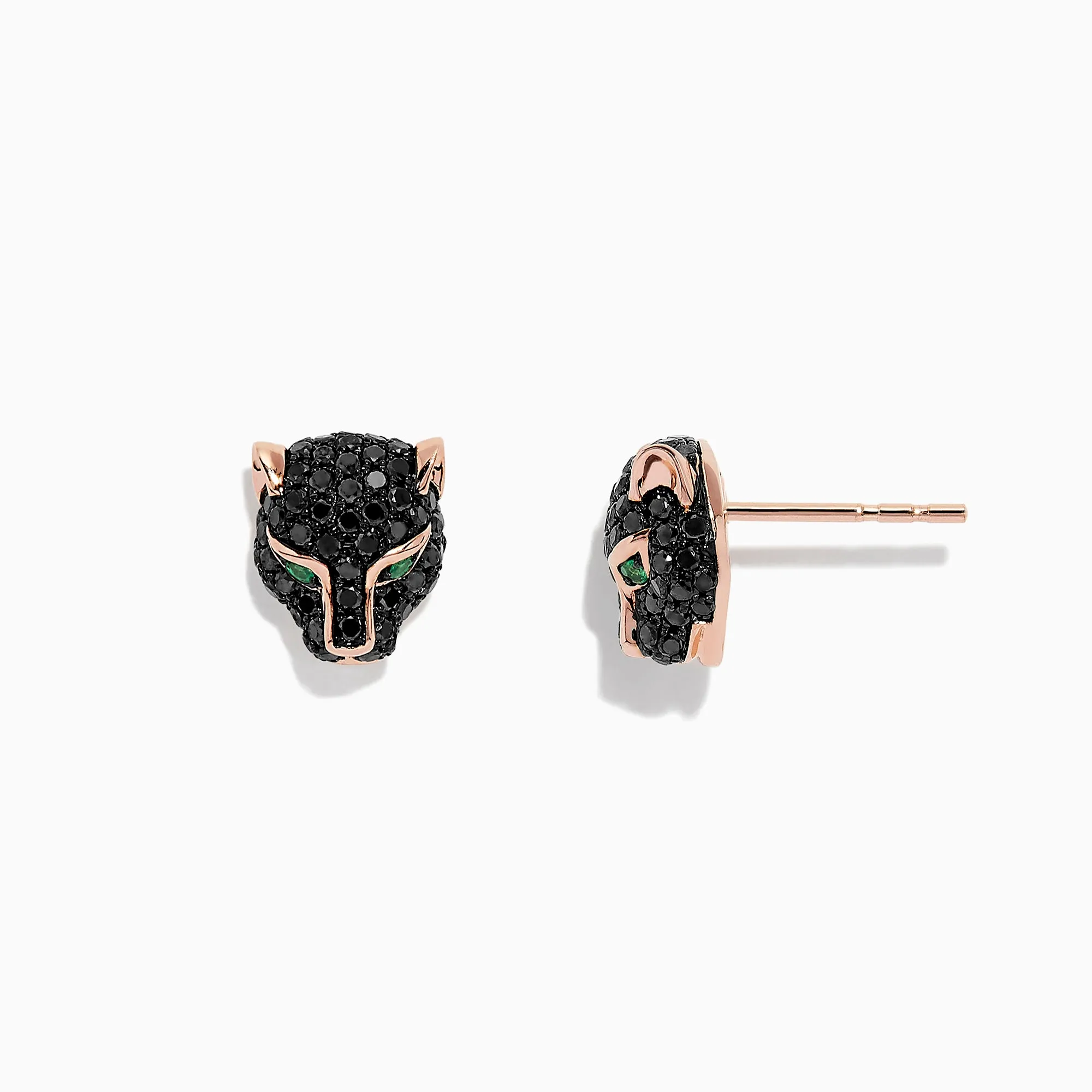 Signature 14K Rose Gold Black Diamond & Emerald Earrings, 0.93 TCW sold by Effy product image thumbnail 3