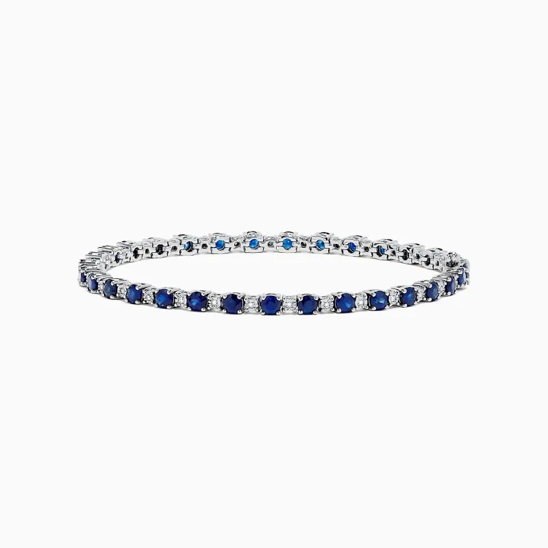 Royale Bleu 14K Gold Sapphire and Diamond Tennis Bracelet, 4.24 TCW sold by Effy