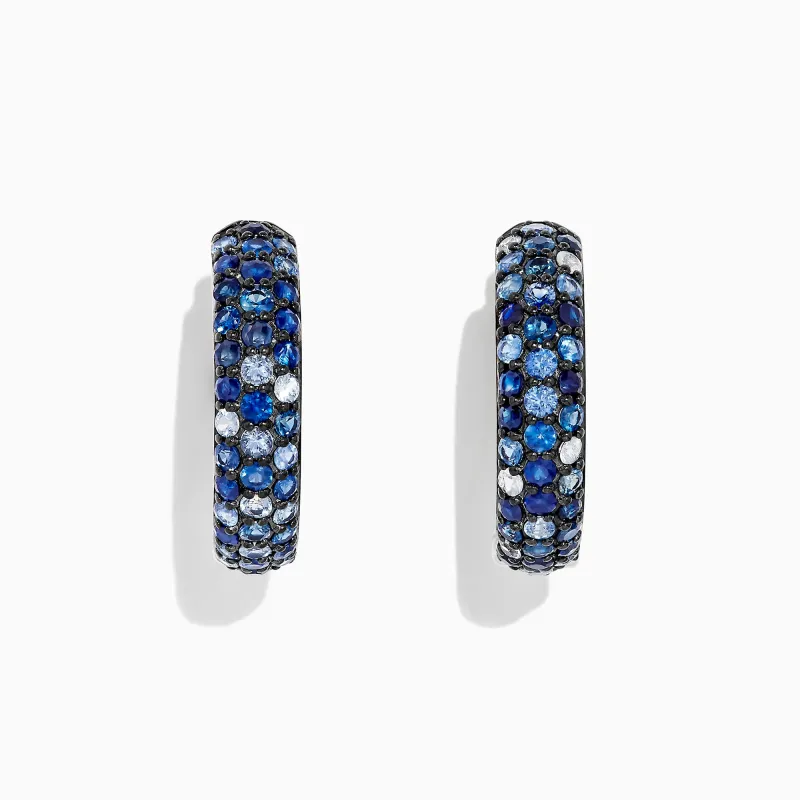 Splash Silver Blue Sapphire 1" Hoop Earrings, 3.97 TCW sold by Effy