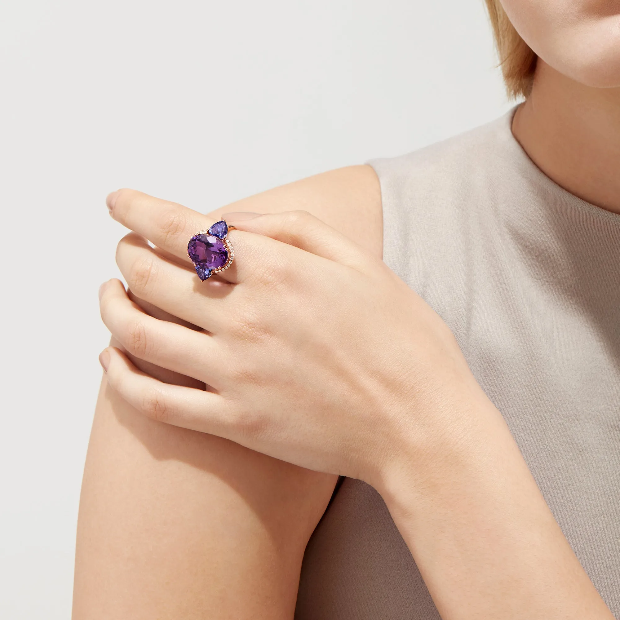 14K Rose Gold Amethyst, Tanzanite and Diamond Ring, 10.28 TCW sold by Effy product image thumbnail 2