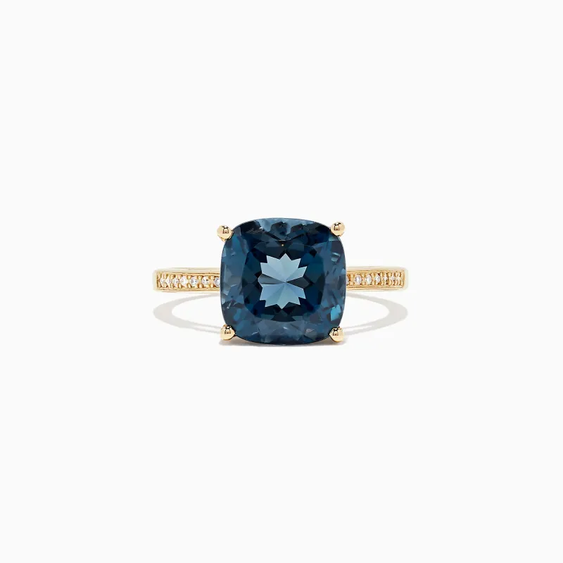 Ocean Bleu 14K Yellow Gold London Blue Topaz & Diamond Ring, 4.54 TCW sold by Effy