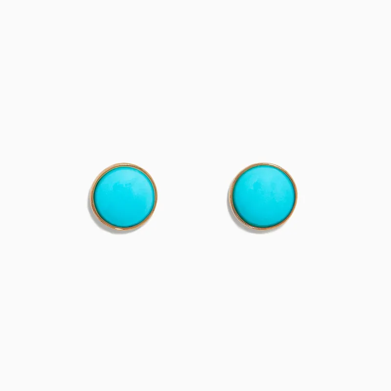 14K Yellow Gold Turquoise Stud Earrings, 1.10 TCW sold by Effy