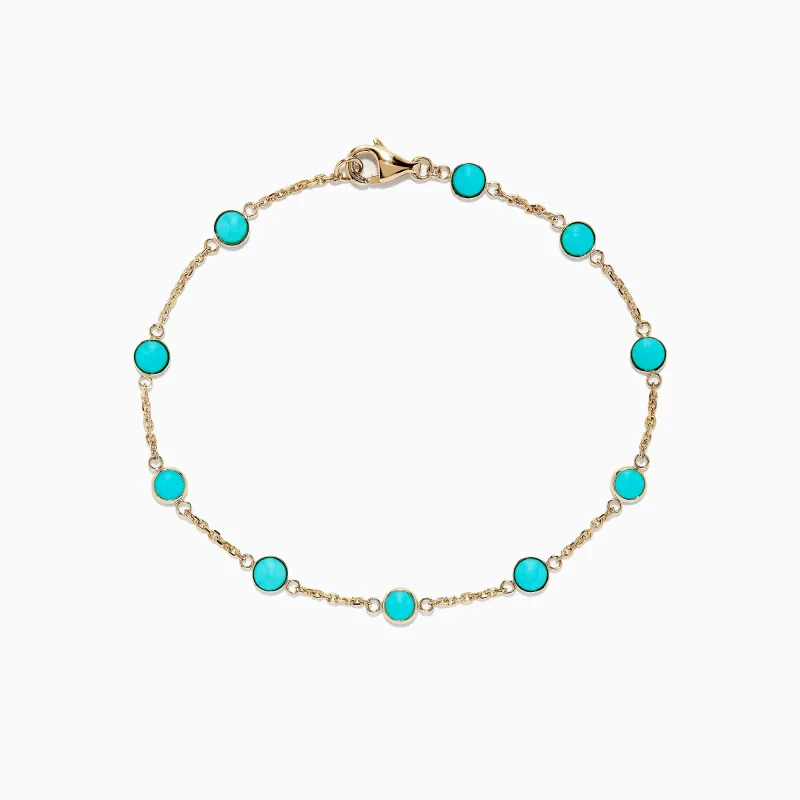14K Yellow Gold Turquoise Station Bracelet, 2.35 TCW sold by Effy