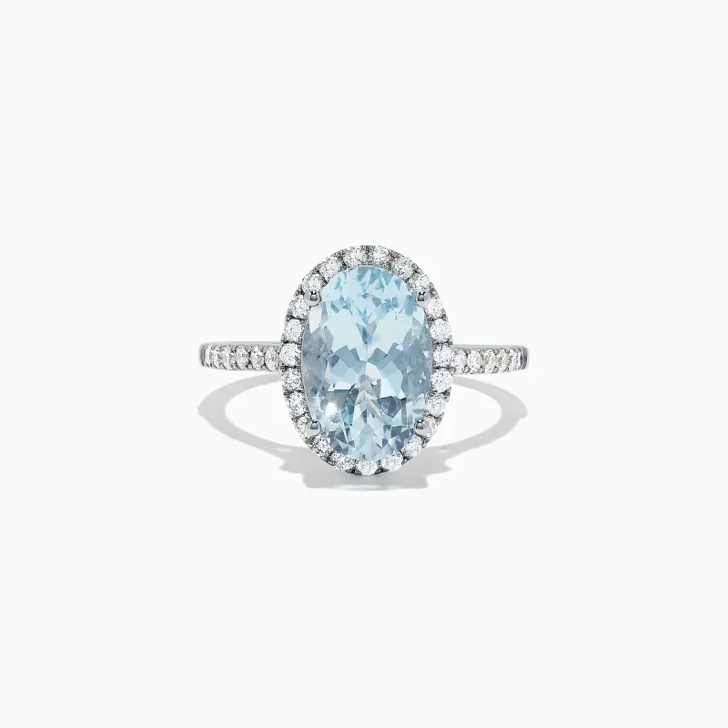 Aquarius 14K White Gold Aquamarine and Diamond Ring, 3.45 TCW sold by Effy