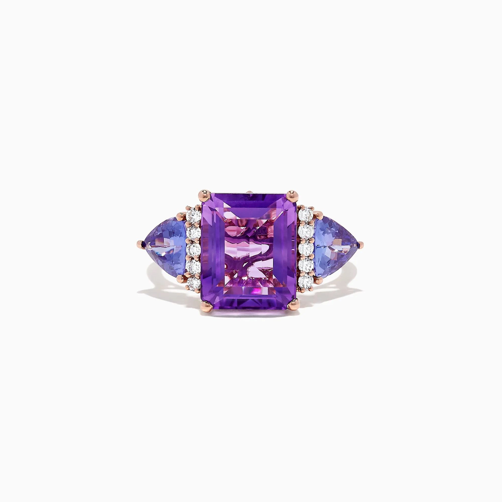 14K Rose Gold Amethyst, Tanzanite and Diamond Ring, 7.49 TCW sold by Effy