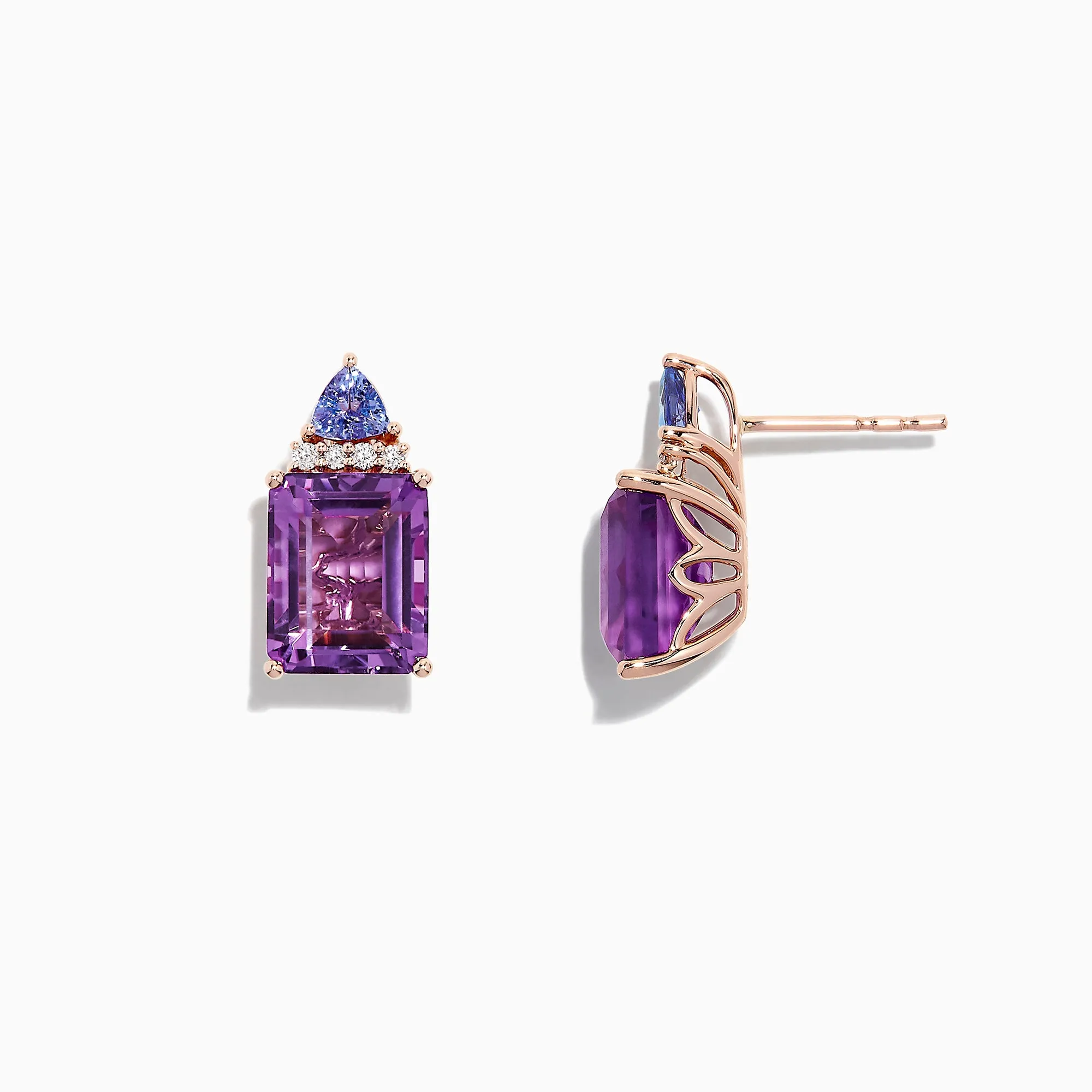 14K Rose Gold Amethyst, Tanzanite and Diamond Earrings, 8.62 TCW sold by Effy product image thumbnail 3
