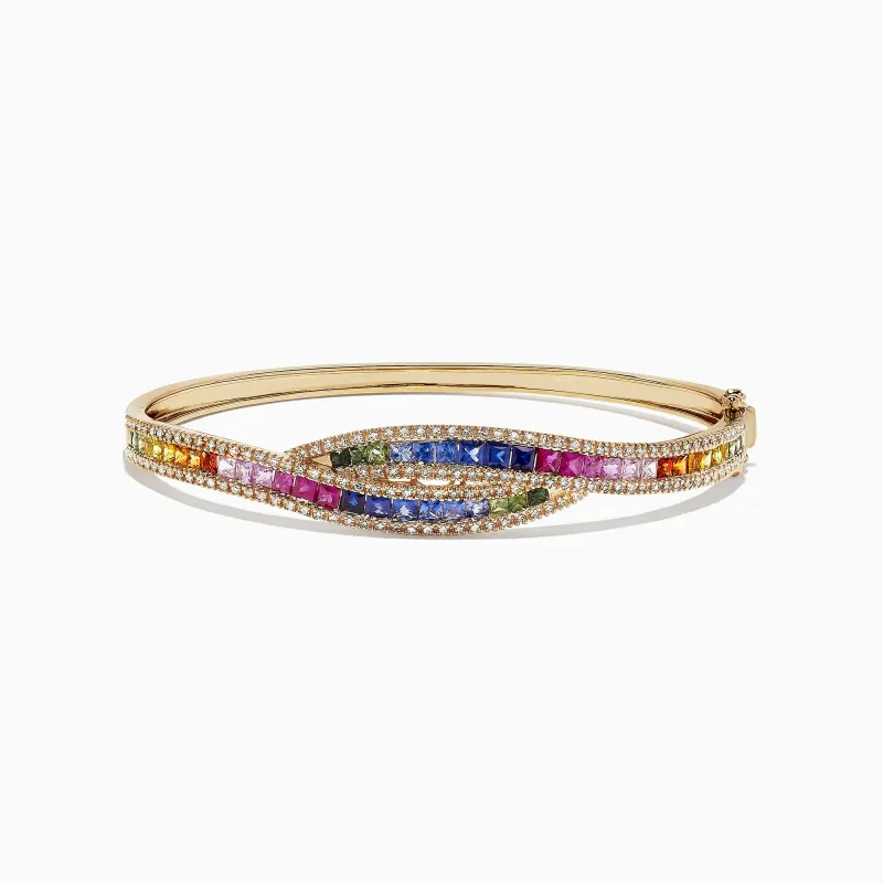 Watercolors 14K Gold Multi Sapphire and Diamond Bangle, 4.17 TCW sold by Effy