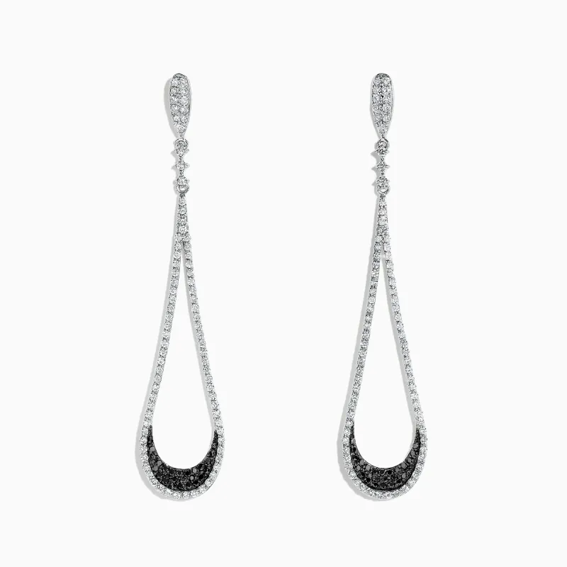 14K White Gold Black and White Diamond Drop Earrings, 1.70 TCW sold by Effy