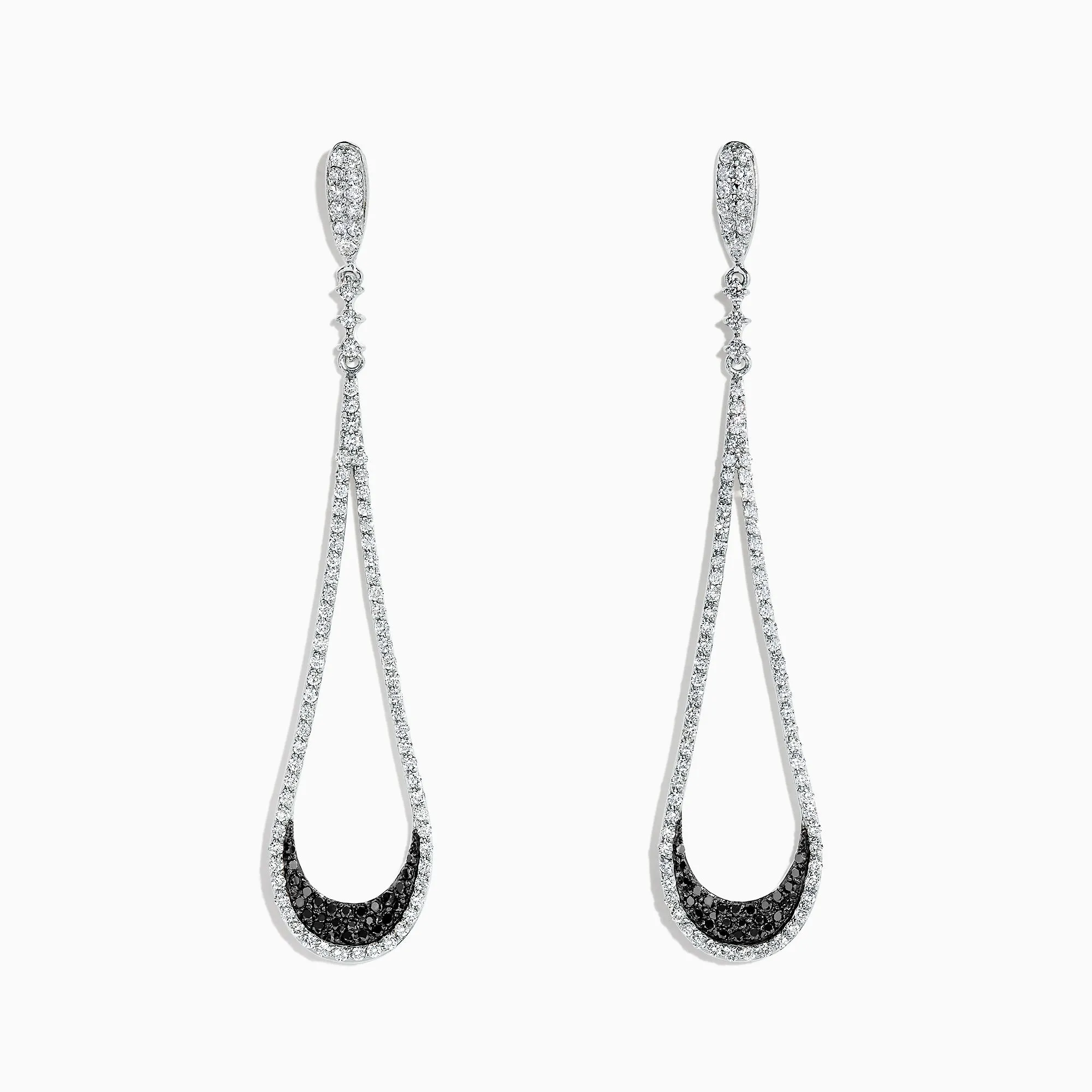 14K White Gold Black and White Diamond Drop Earrings, 1.70 TCW sold by Effy
