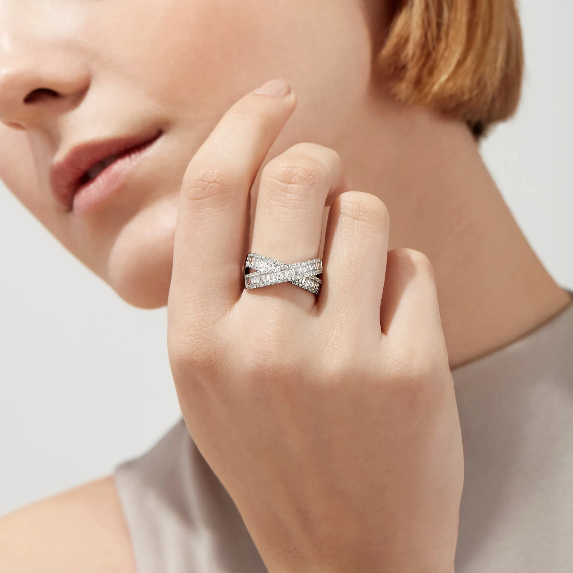 Classique 14K White Gold Diamond Criss Cross Ring, 0.95 TCW sold by Effy product image thumbnail 2