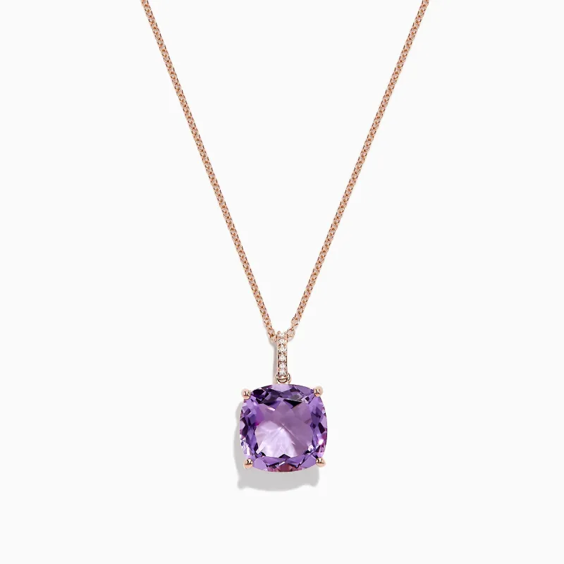 14K Rose Gold Amethyst and Diamond Pendant, 6.62 TCW sold by Effy