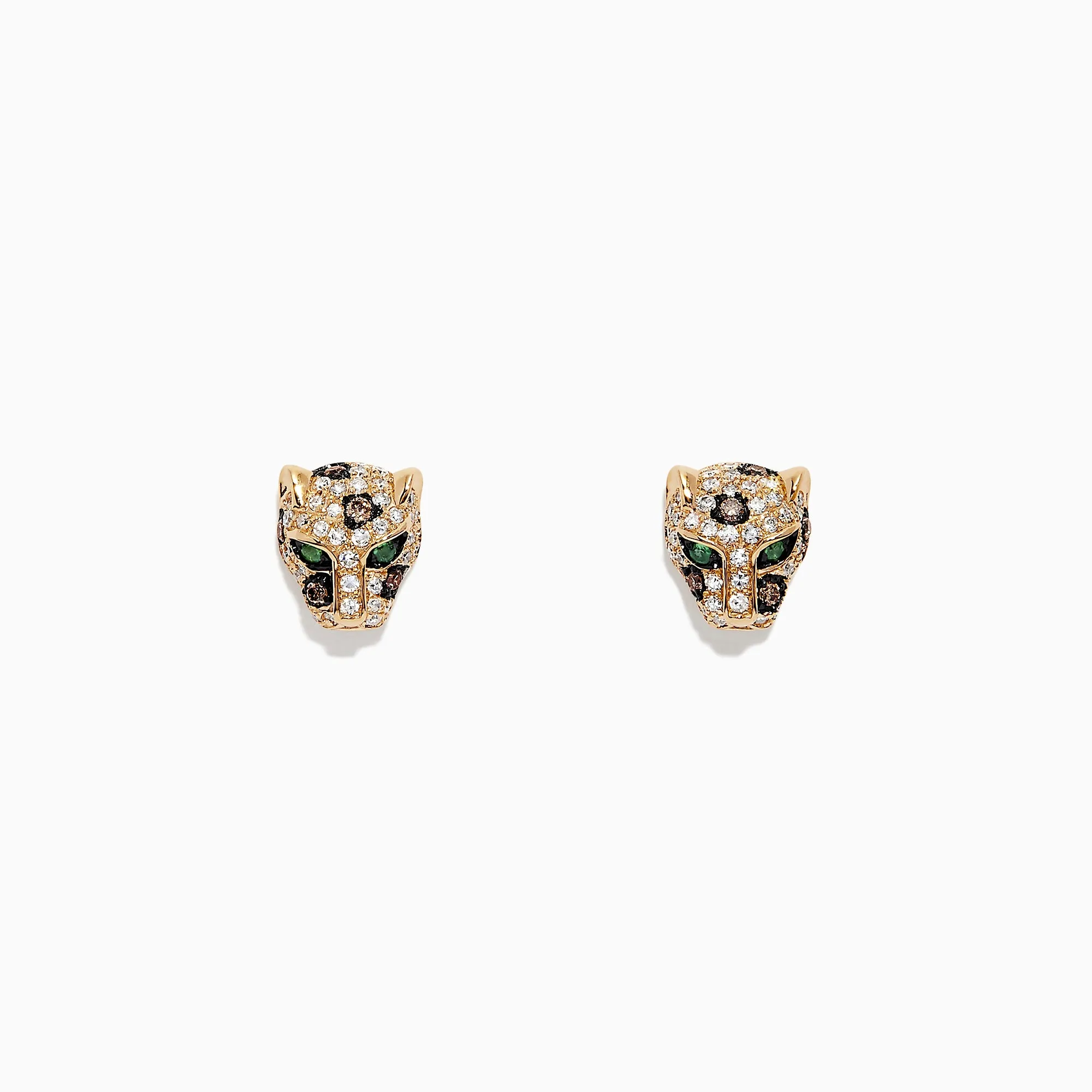 Signature 14K Yellow Gold Diamond Panther Stud Earrings, 0.37 TCW sold by Effy