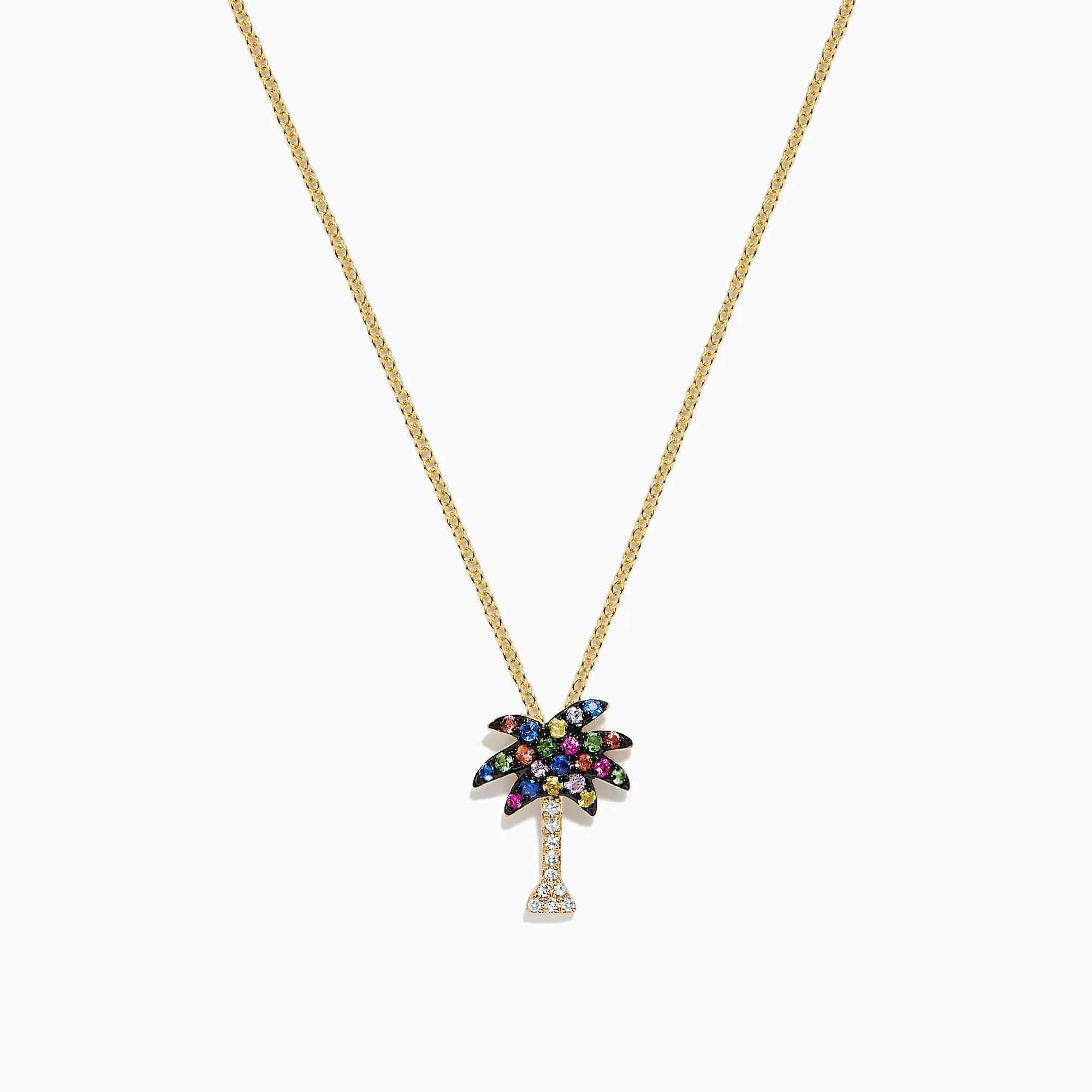 Watercolors 14K Yellow Gold Multi Sapphire & Diamond Palm Tree Pendant, 0.33 TCW sold by Effy