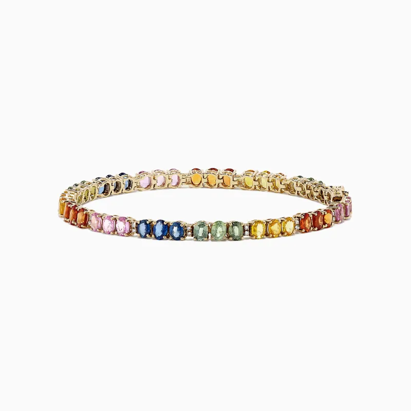 Watercolors 14K Gold Multi Sapphire & Diamond Tennis Bracelet, 9.73 TW sold by Effy