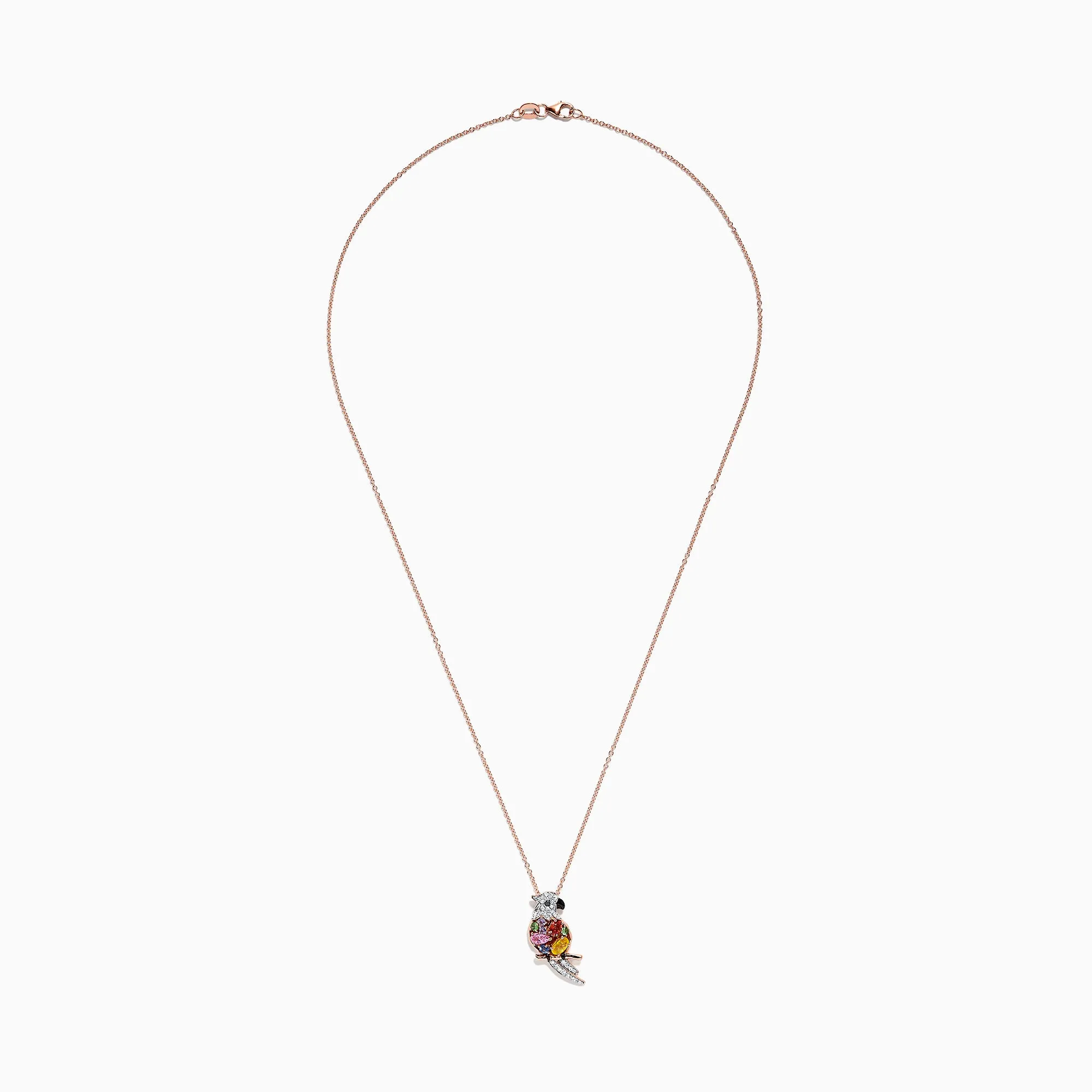 Safari 14K Rose Gold Multi Sapphire & Diamond Parrot Pendant, 1.23 TCW sold by Effy product image thumbnail 2