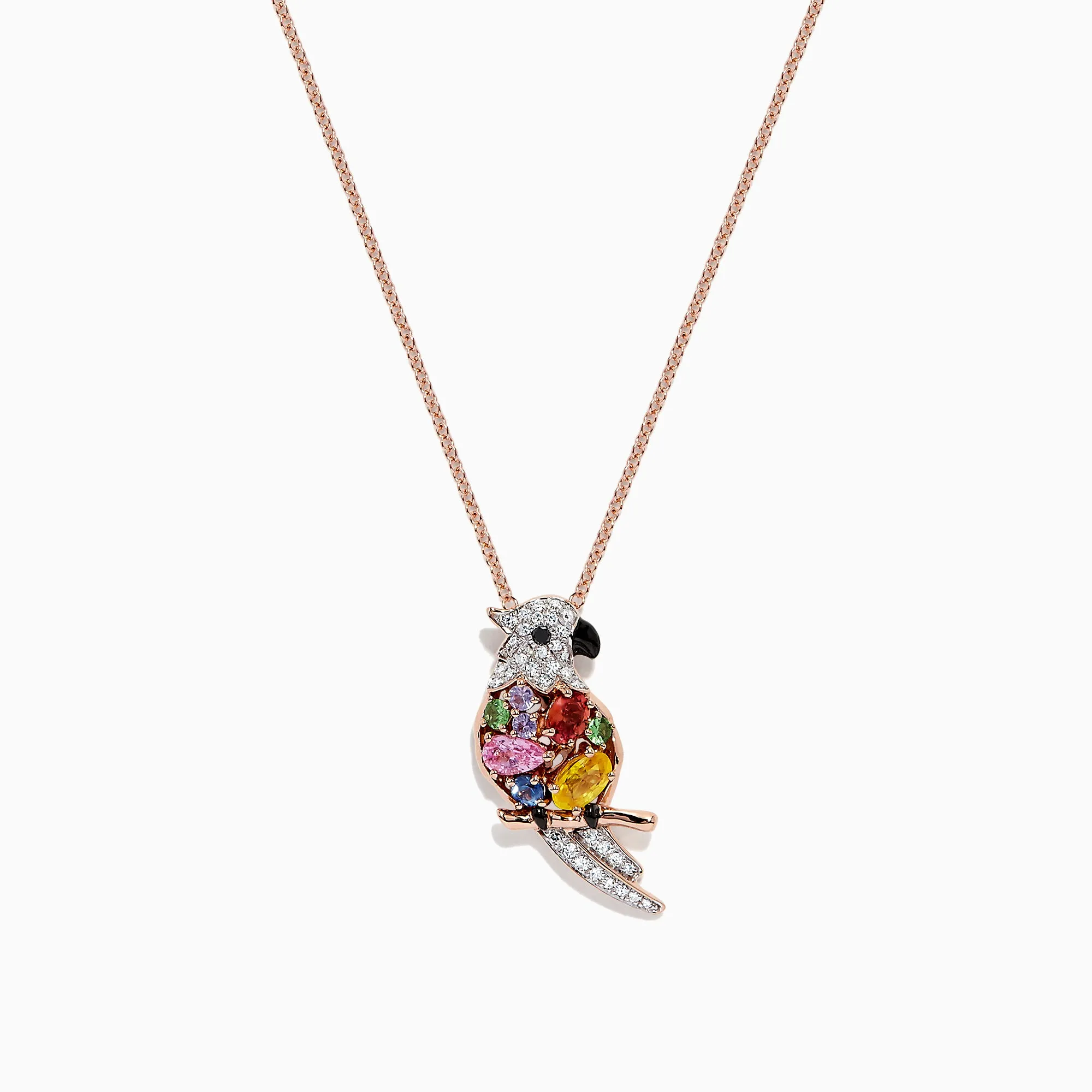 Safari 14K Rose Gold Multi Sapphire & Diamond Parrot Pendant, 1.23 TCW sold by Effy