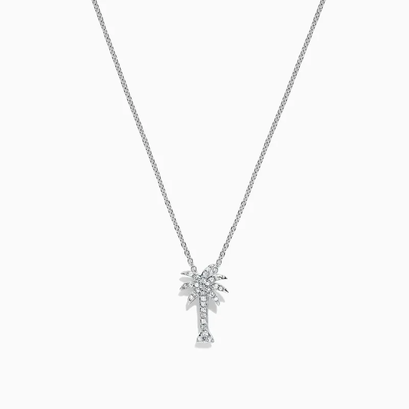 Novelty 14K White Gold Diamond Palm Tree Pendant, 0.10 TCW sold by Effy