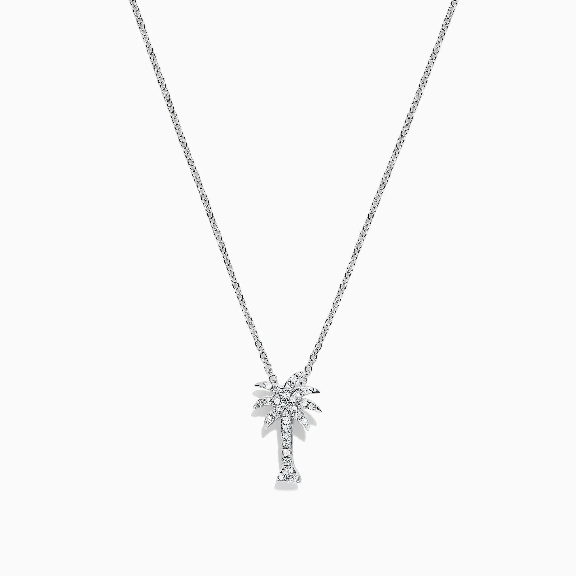 Novelty 14K White Gold Diamond Palm Tree Pendant, 0.10 TCW sold by Effy