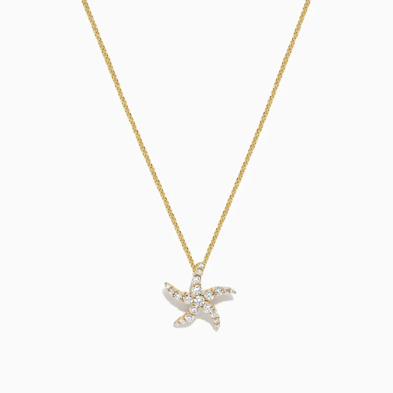 Seaside 14K Yellow Gold Diamond Starfish Pendant, 0.36 TCW sold by Effy