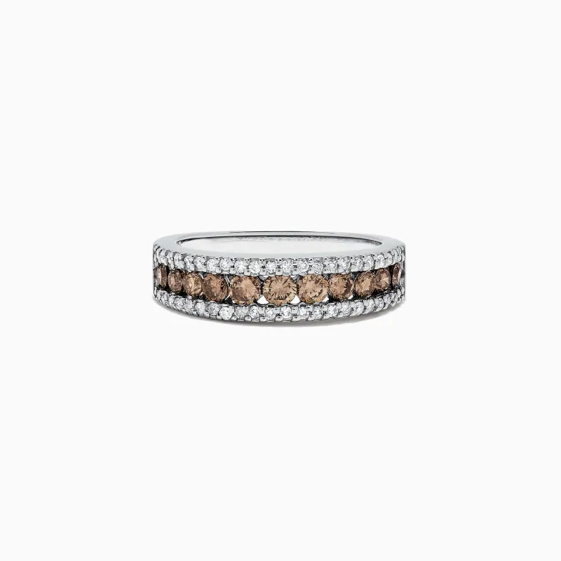 14K White Gold Espresso and White Diamond Ring, 0.89 TCW sold by Effy