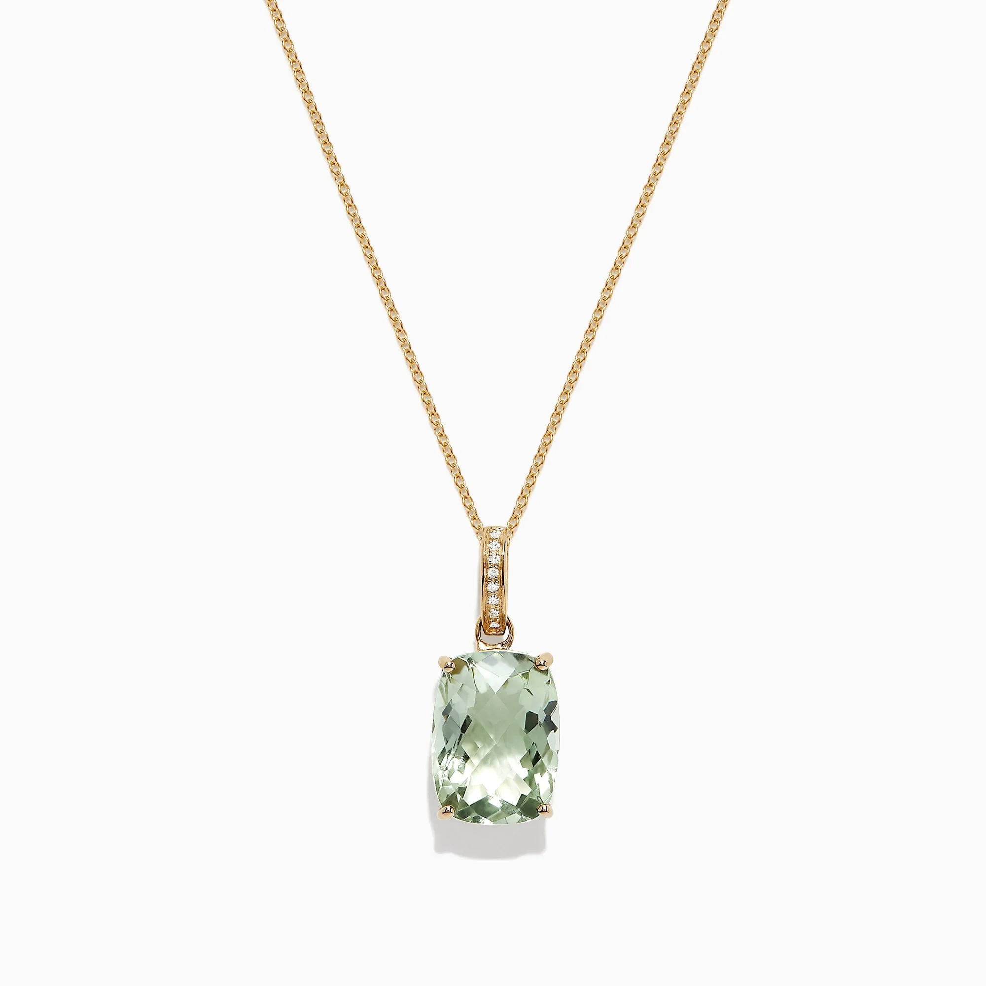 14K Yellow Gold Green Amethyst and Diamond Pendant, 6.52 TCW sold by Effy