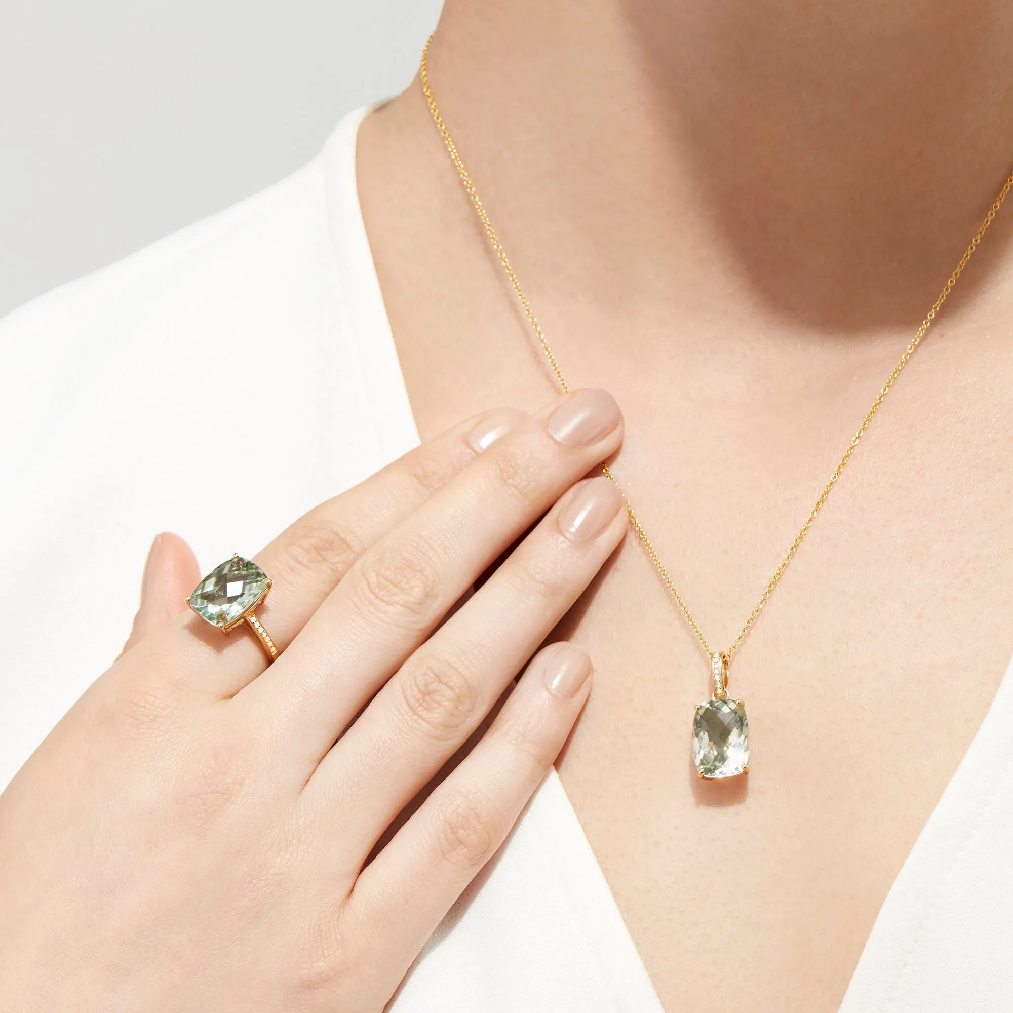 14K Yellow Gold Green Amethyst and Diamond Pendant, 6.52 TCW sold by Effy product image thumbnail 2