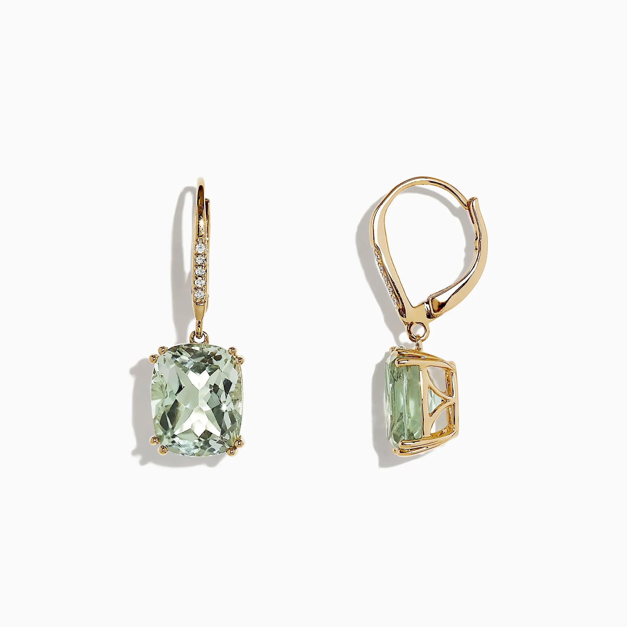 14K Yellow Gold Green Amethyst and Diamond Earrings, 8.34 TCW sold by Effy product image thumbnail 3