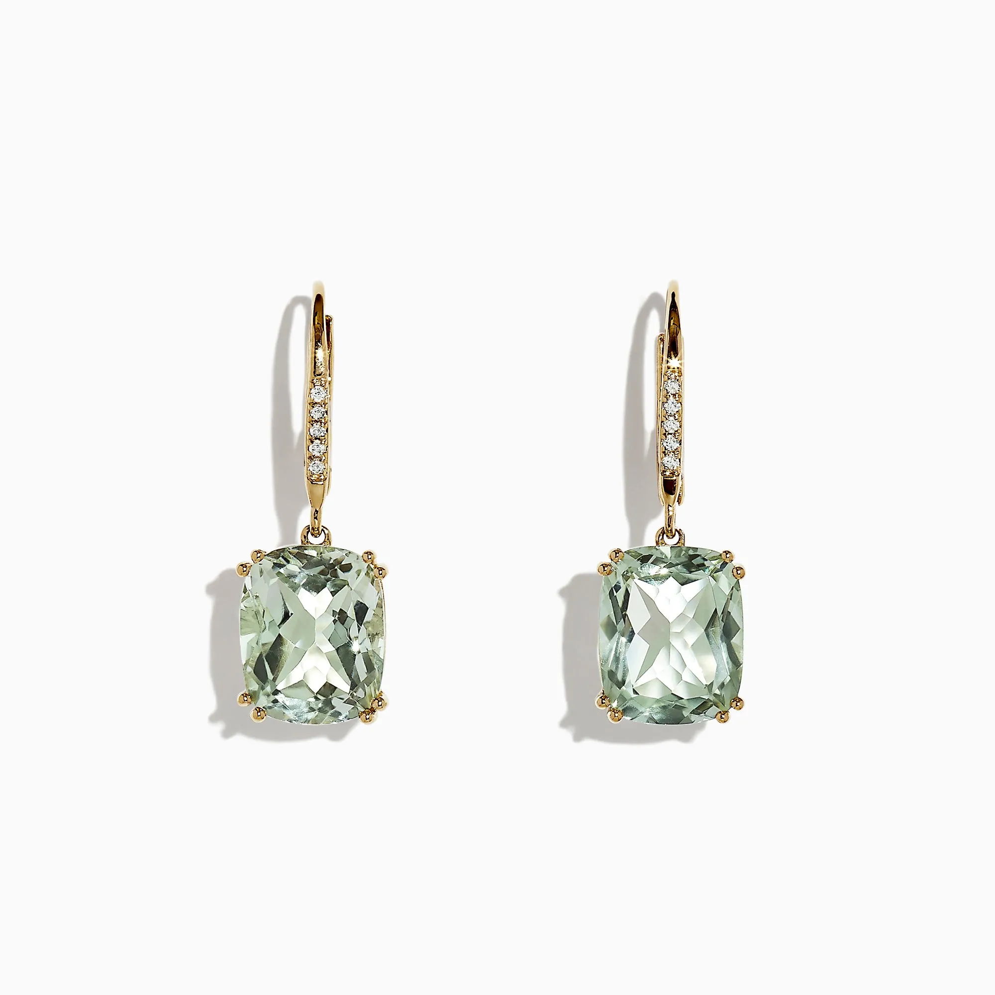 14K Yellow Gold Green Amethyst and Diamond Earrings, 8.34 TCW sold by Effy