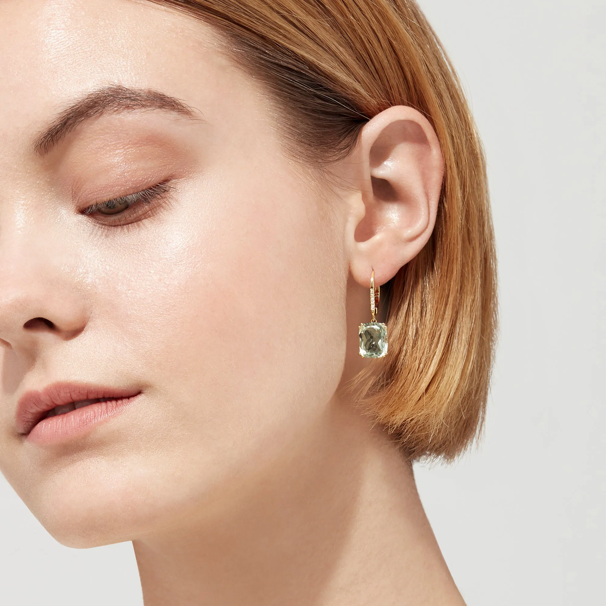 14K Yellow Gold Green Amethyst and Diamond Earrings, 8.34 TCW sold by Effy product image thumbnail 2