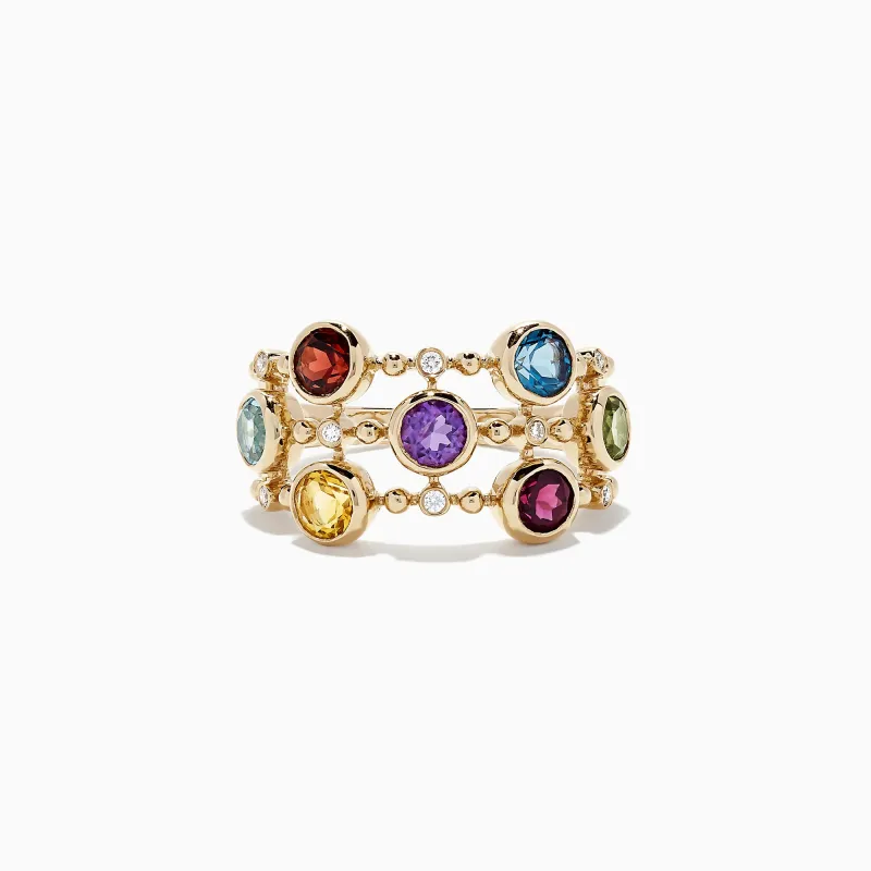 Mosaic 14K Yellow Gold Multi Gemstone and Diamond Ring, 2.31 TCW sold by Effy