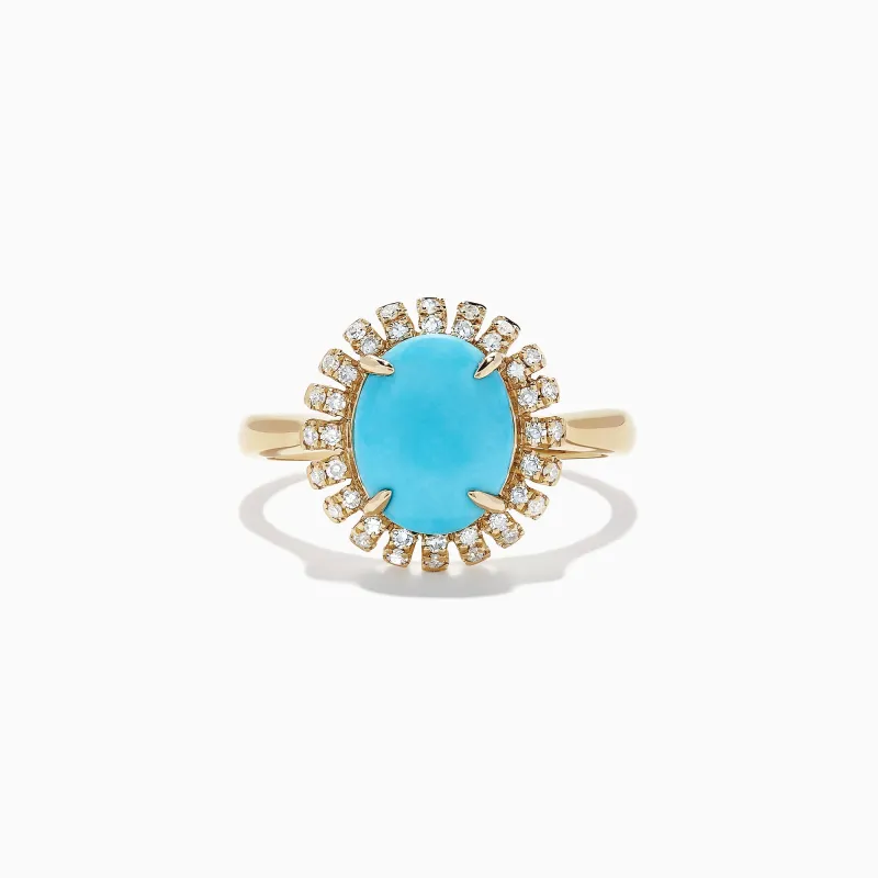 14K Yellow Gold Turquoise and Diamond Ring, 2.03 TCW sold by Effy