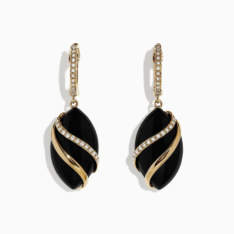 Eclipse 14K Yellow Gold Onyx and Diamond Drop Earrings, 11.53 TCW sold by Effy