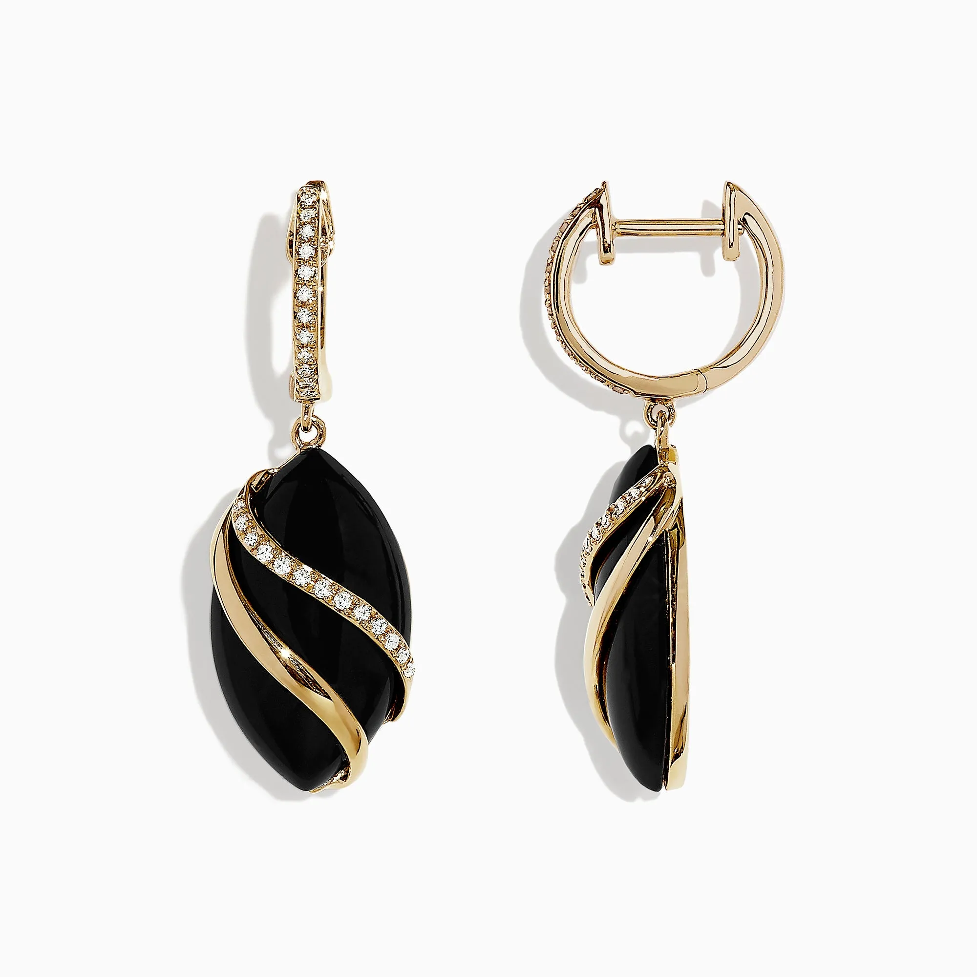 Eclipse 14K Yellow Gold Onyx and Diamond Drop Earrings, 11.53 TCW sold by Effy product image thumbnail 2