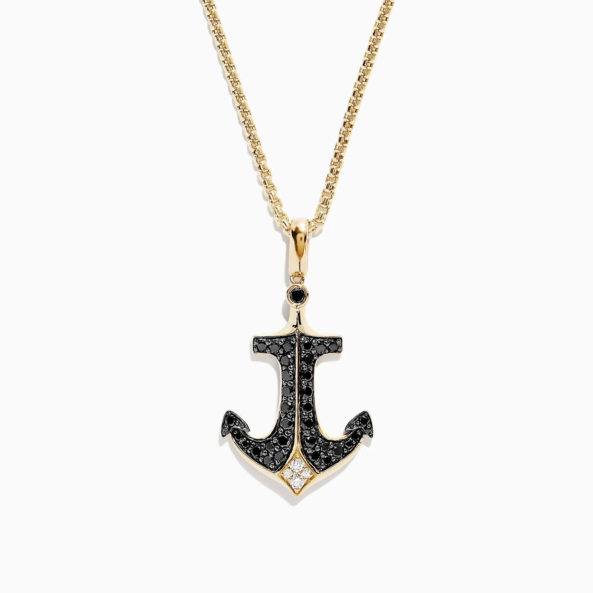 Men's 14K Yellow Gold Black and White Diamond Anchor Pendant, 0.73 TCW sold by Effy