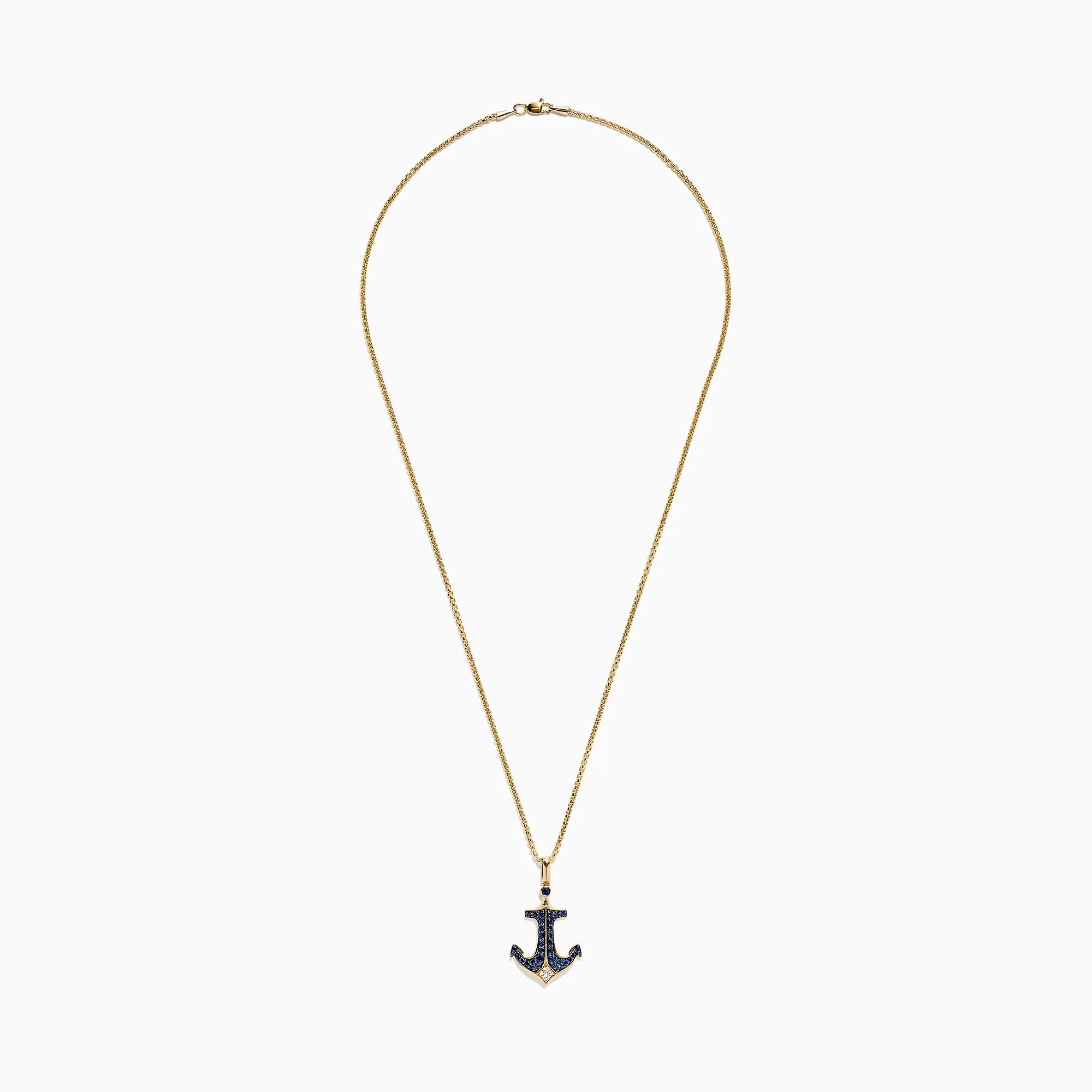 Men's 14K Yellow Gold Sapphire and Diamond Anchor Pendant, 0.96 TCW sold by Effy product image thumbnail 2