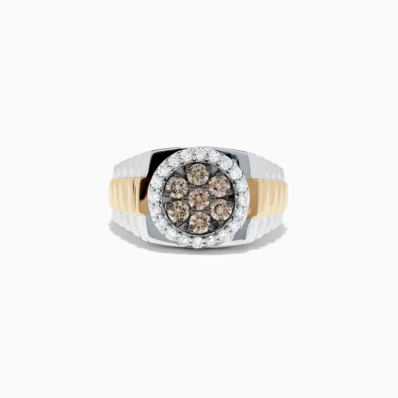 Men's 14K Two-Tone Gold Espresso and White Diamond Ring, 0.97 TCW sold by Effy