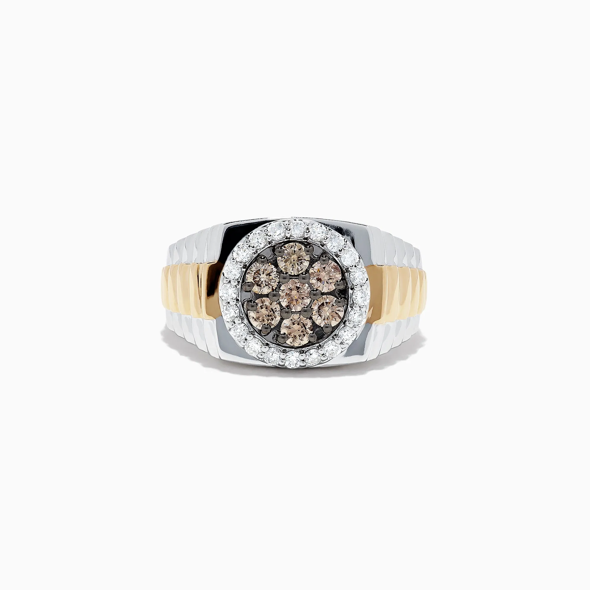 Men's 14K Two-Tone Gold Espresso and White Diamond Ring, 0.97 TCW sold by Effy