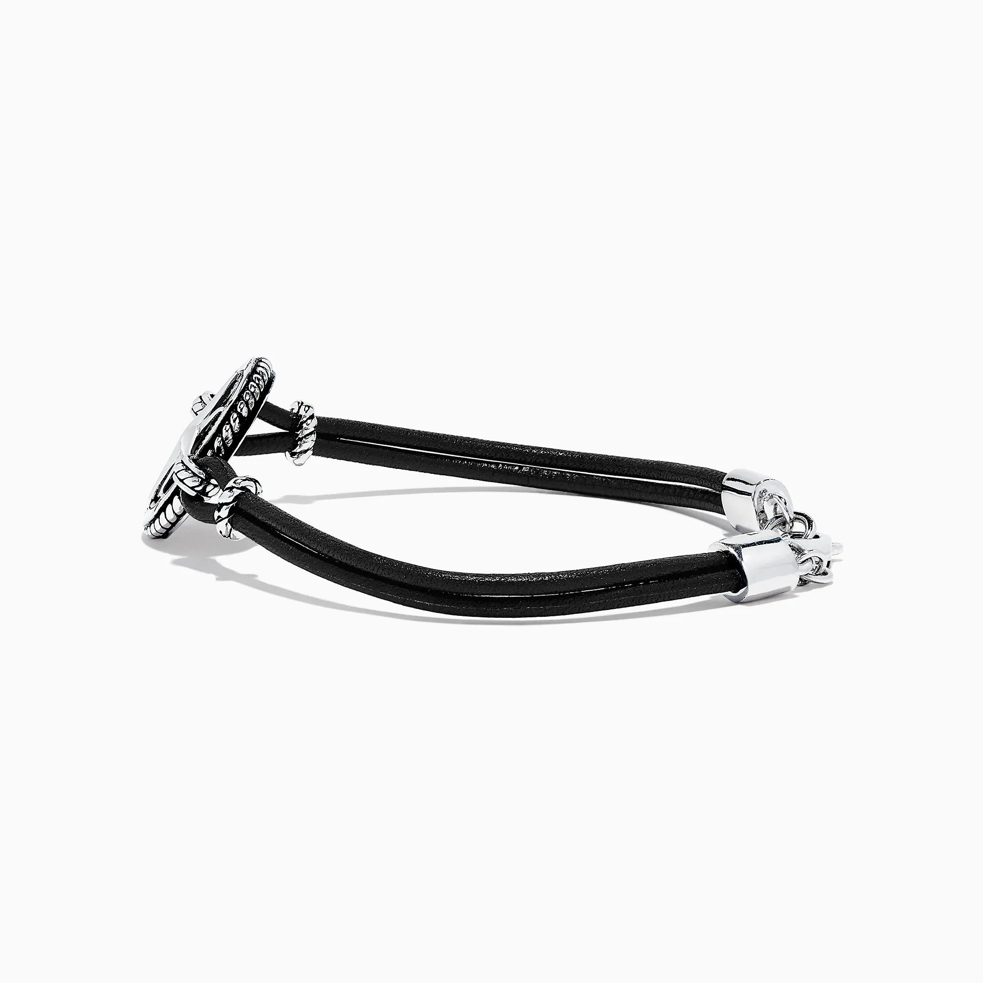 Men's Sterling Silver Onyx Compass Leather Bracelet, 4.00 TCW sold by Effy product image thumbnail 2
