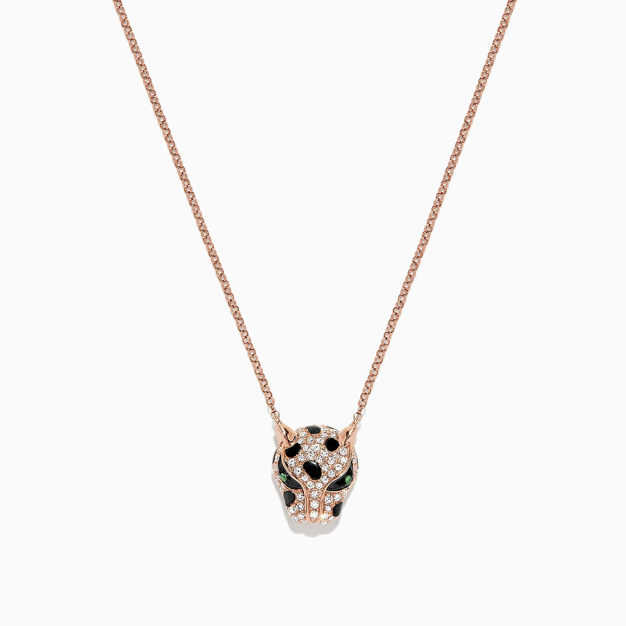 Signature 14K Rose Gold Diamond and Tsavorite Panther Head Necklace, 0.33 TCW sold by Effy