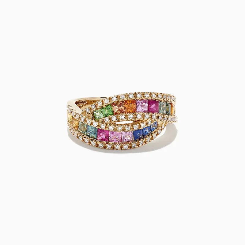 Watercolors 14K Yellow Gold Multi Sapphire and Diamond Ring, 1.95 TCW sold by Effy