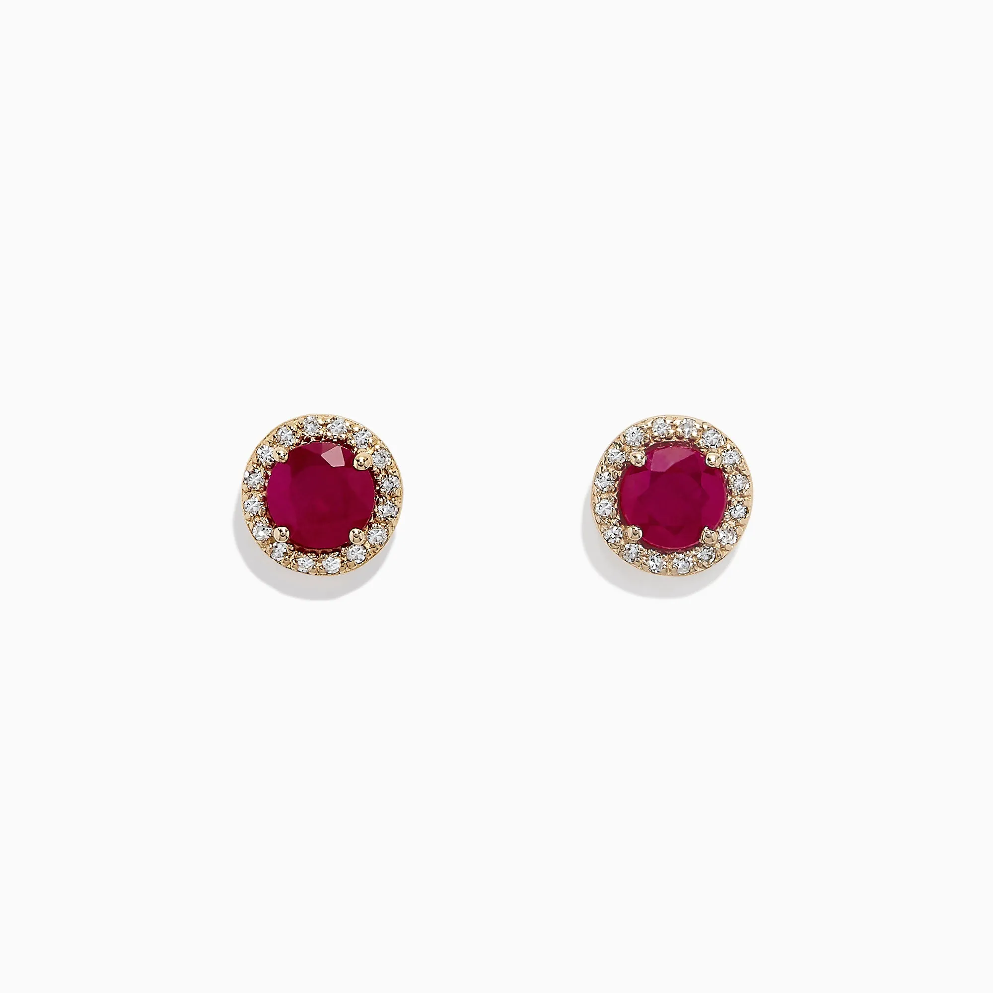 Ruby Royale 14K Yellow Gold Round Diamond Halo Ruby Stud Earrings, 1.27 TCW sold by Effy