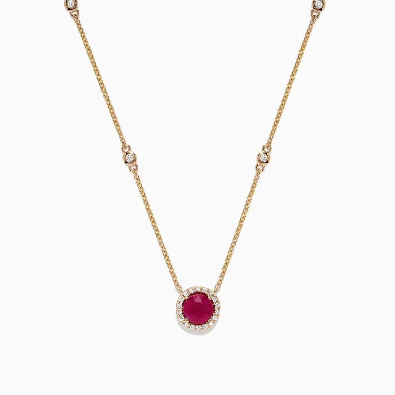 Ruby Royale 14K Yellow Gold Ruby and Diamond Station Necklace, 1.11 TCW sold by Effy