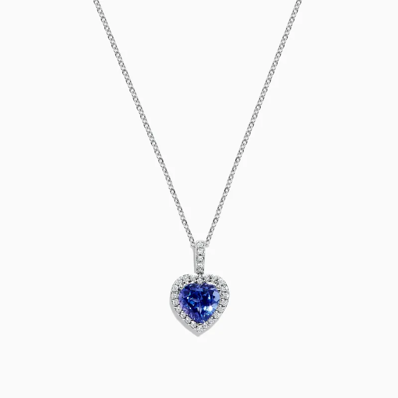 Nahla Siri 14K White Gold Tanzanite and Diamond Heart Pendant, 2.32 TCW sold by Effy