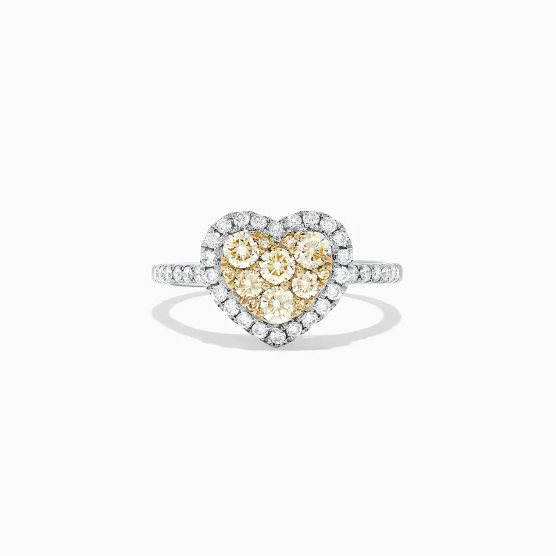 Canare 14K Two Tone Gold Heart Shaped Yellow Diamond Heart Ring, 0.77 TCW sold by Effy