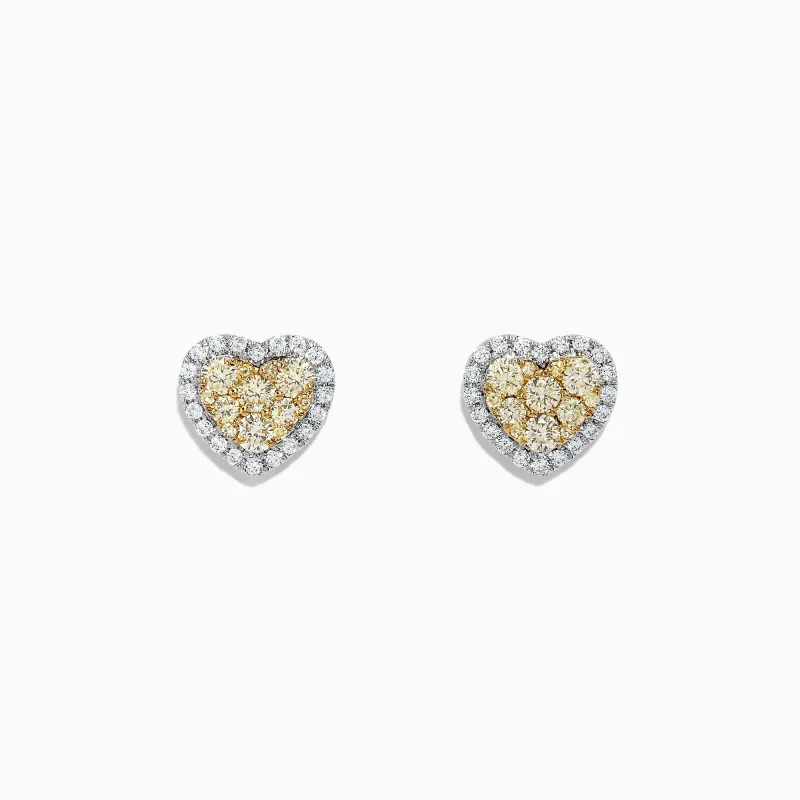 Canare 14K Two Tone Gold Heart Shaped Yellow Diamond Earrings, 0.96 TCW sold by Effy