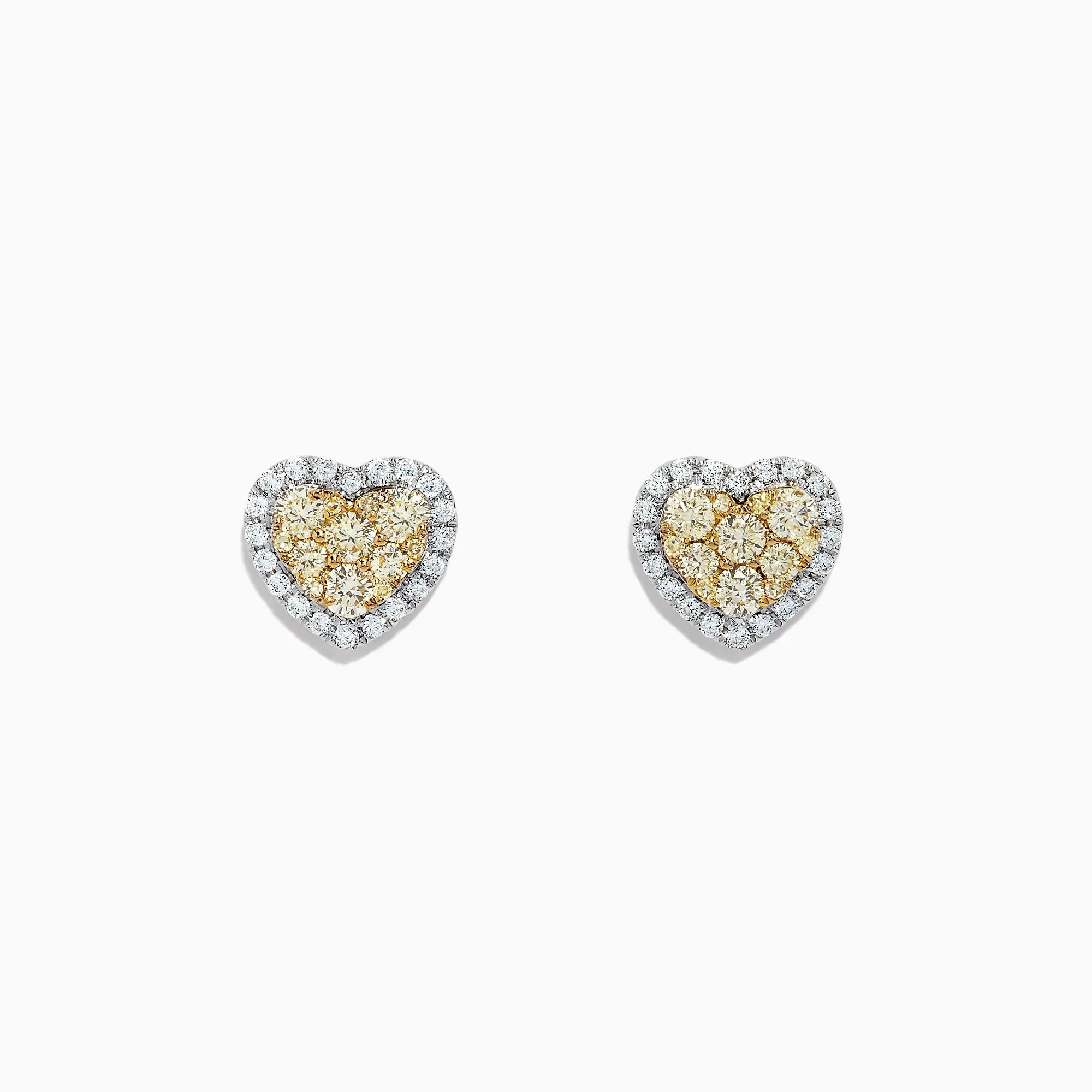Canare 14K Two Tone Gold Heart Shaped Yellow Diamond Earrings, 0.96 TCW sold by Effy