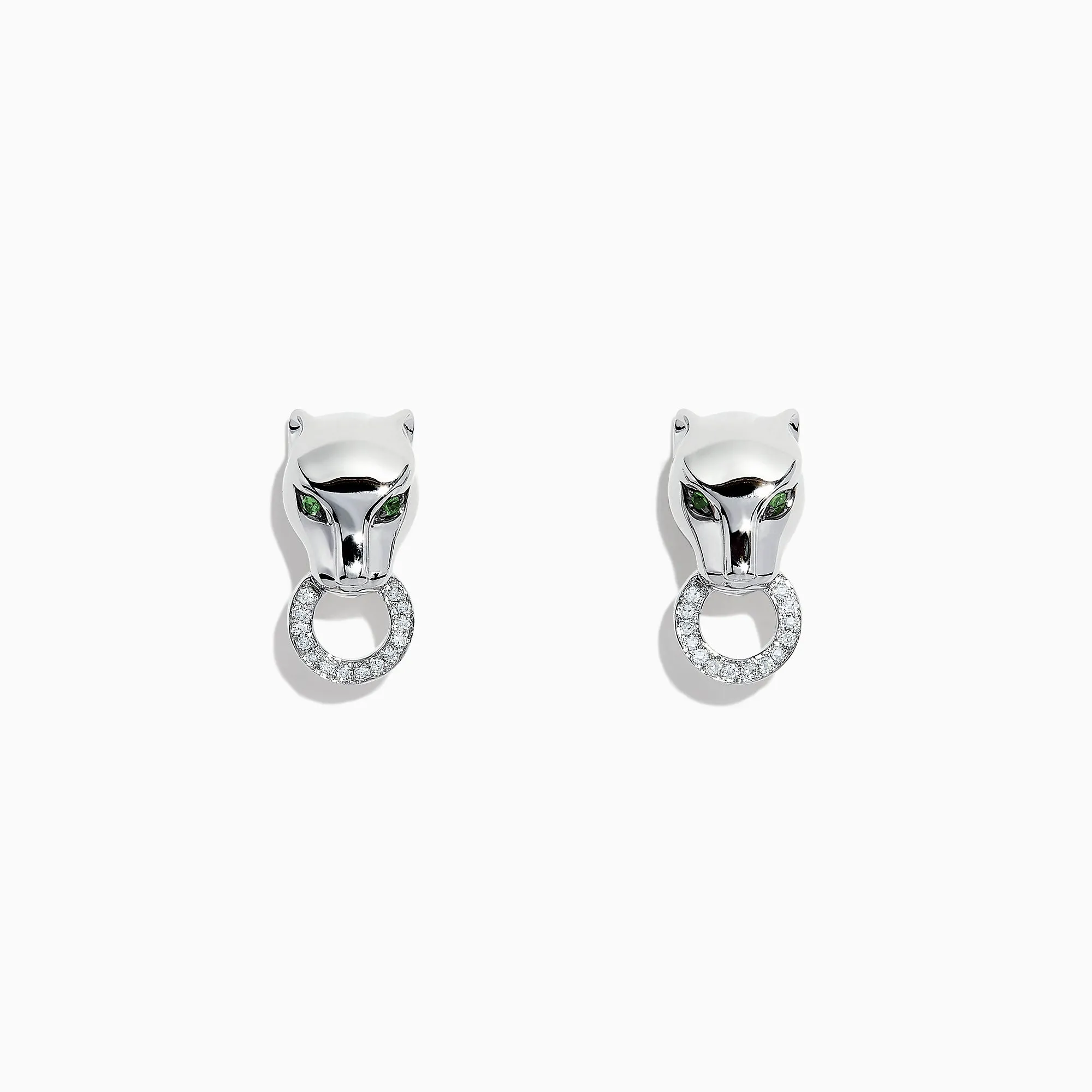 Signature Sterling Silver Diamond and Tsavorite Panther Stud Earrings, 0.16 TCW sold by Effy