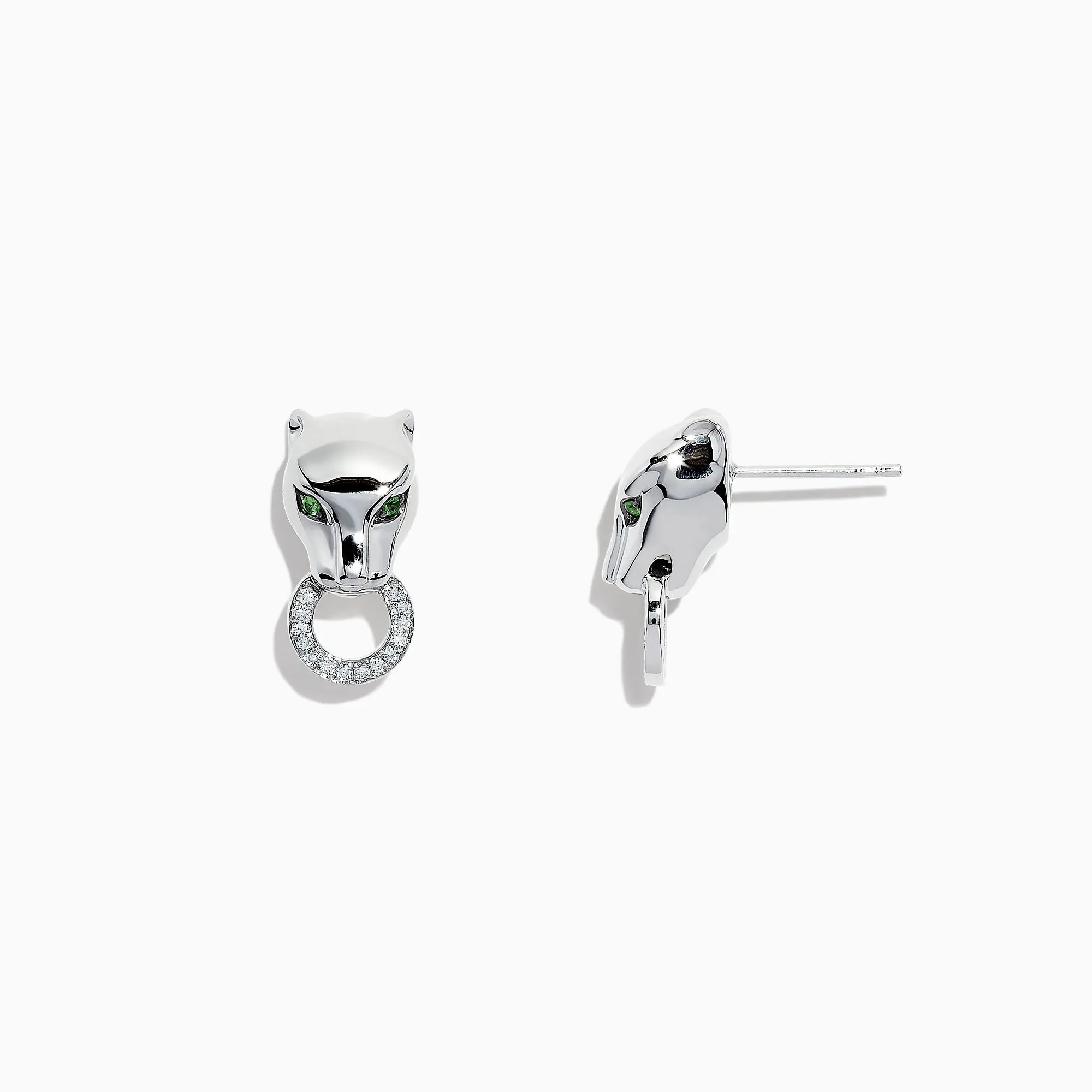Signature Sterling Silver Diamond and Tsavorite Panther Stud Earrings, 0.16 TCW sold by Effy product image thumbnail 2