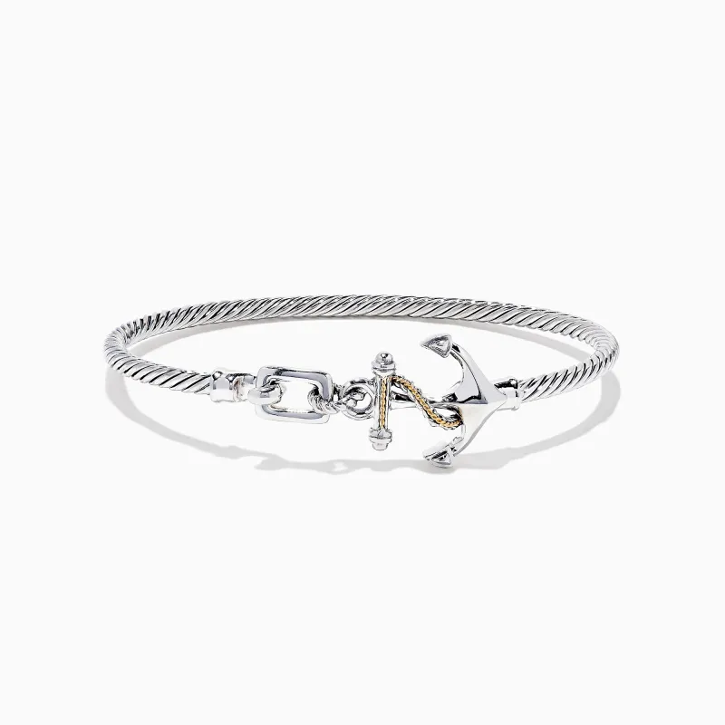 Seaside Sterling Silver & 18K Gold Anchor Bangle sold by Effy