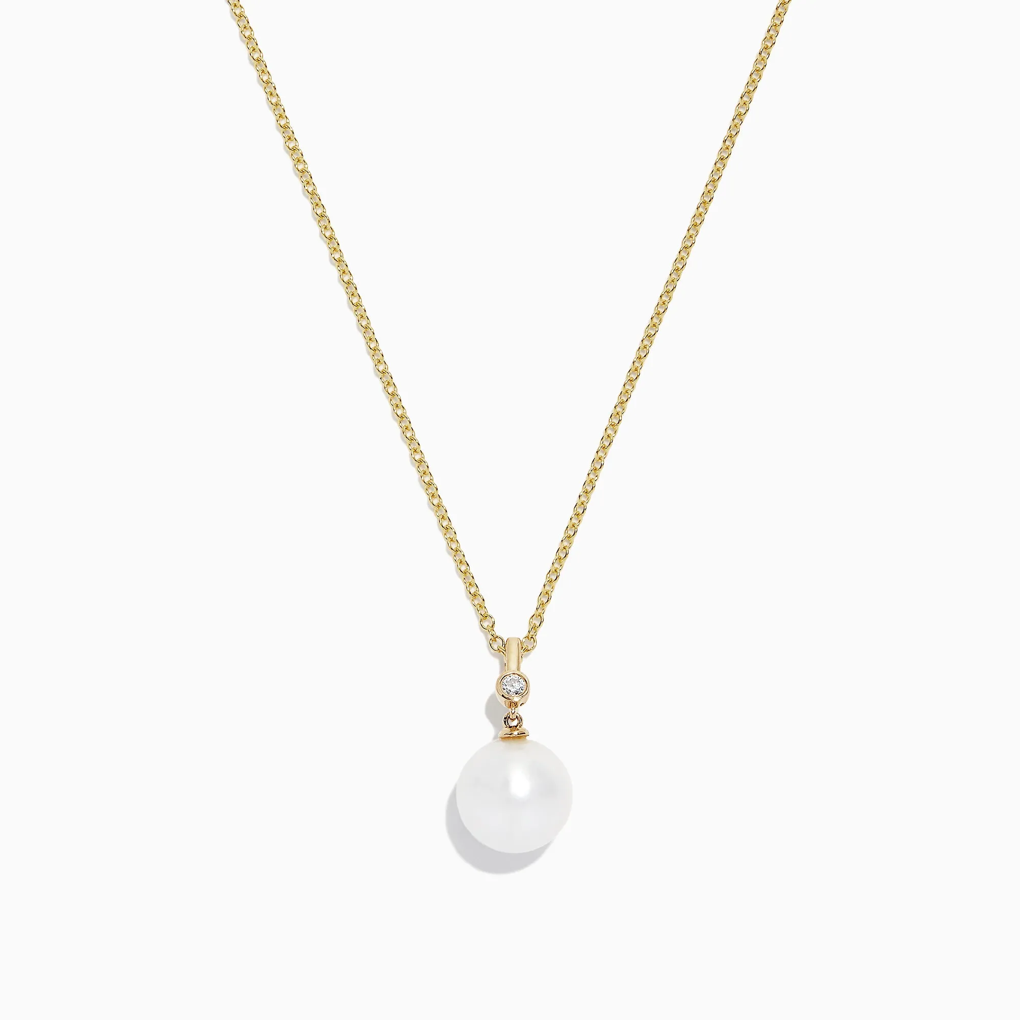 14K Yellow Gold Cultured Fresh Water Pearl and Diamond Pendant, 0.02 TCW sold by Effy